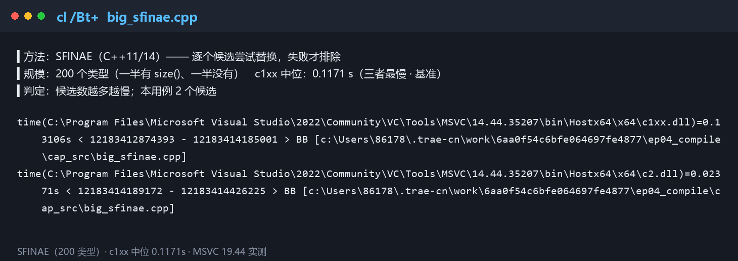 SFINAE 版本的编译时间