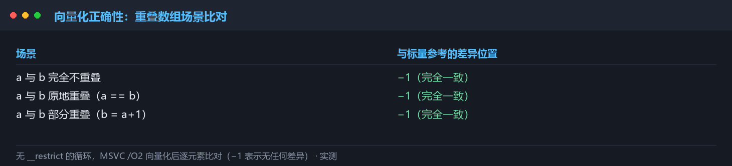 重叠数组场景下的向量化正确性验证