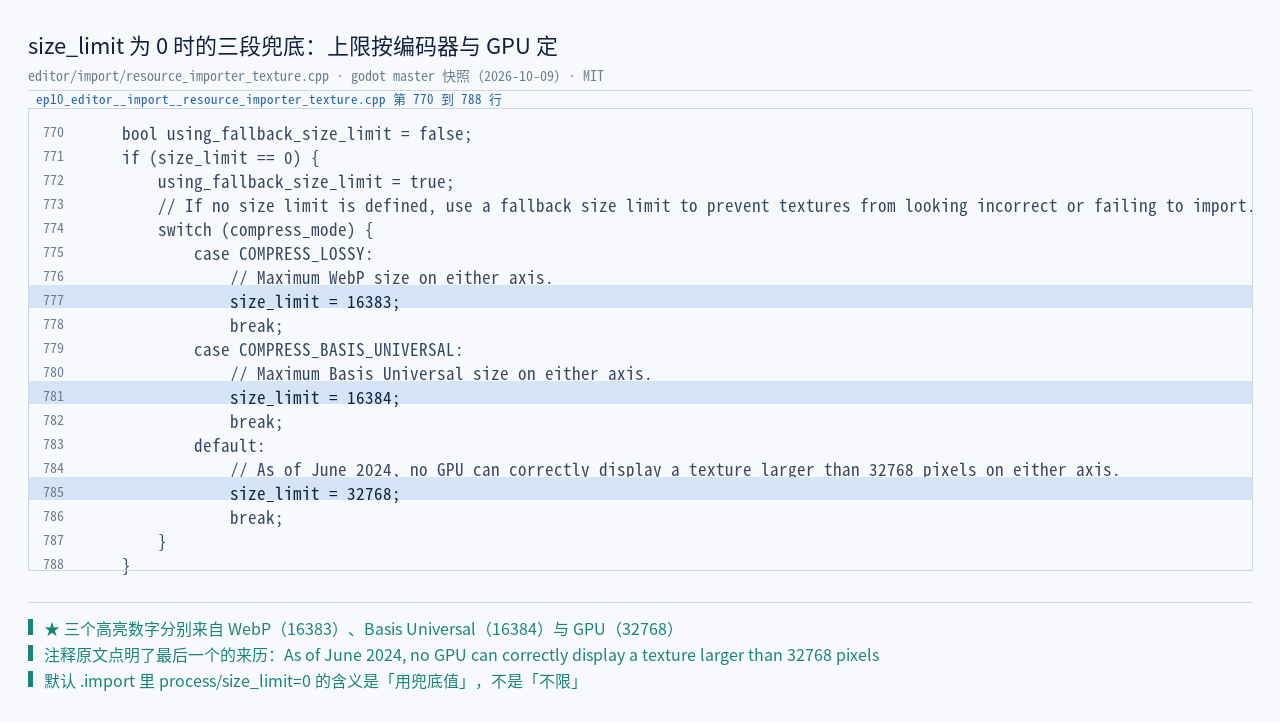 :770–788 原文：size_limit == 0 时的三段兜底（COMPRESS_LOSSY → 16383 …