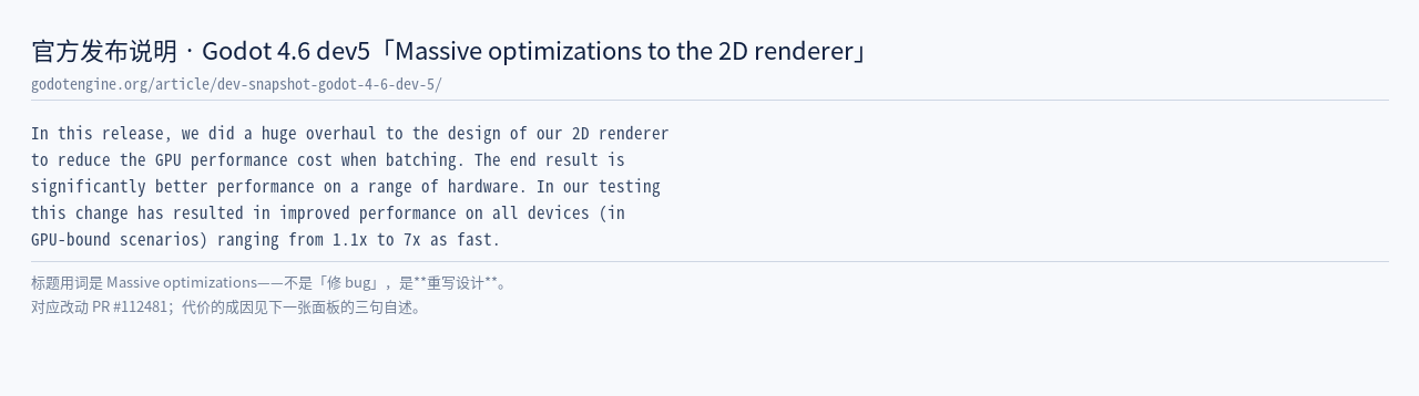 Godot 4.6 dev5「Massive optimizatio