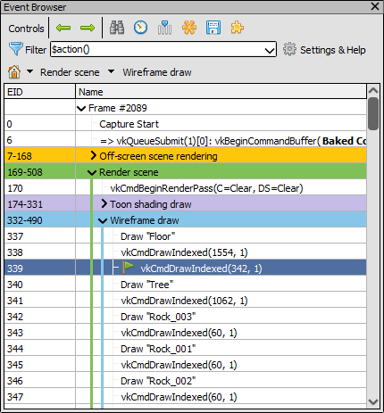 Event Browser 帧内事件图谱（ActionList）