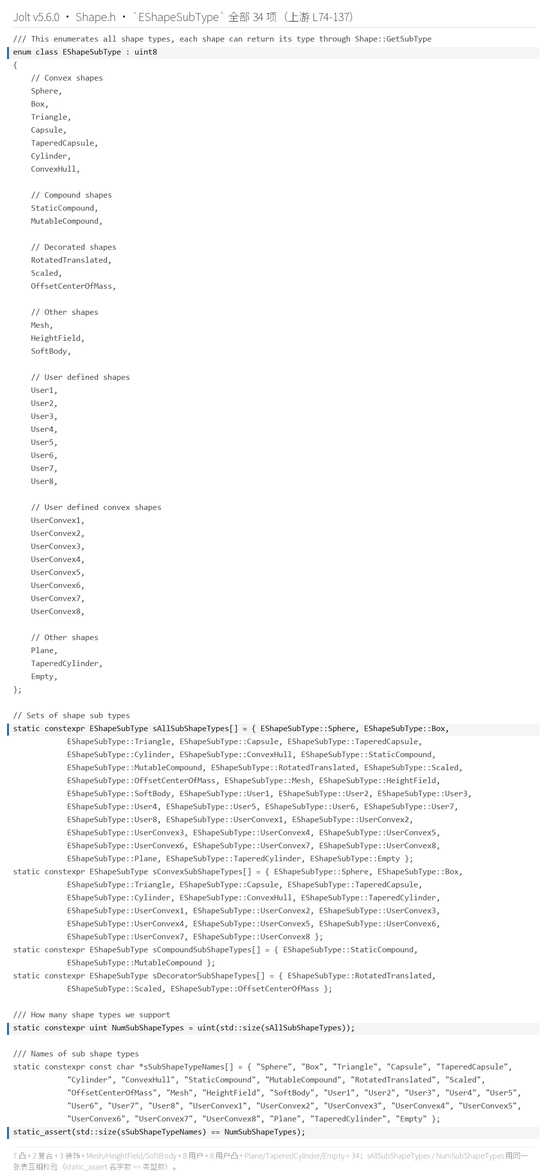 EShapeSubType 的 34 项按值段分组