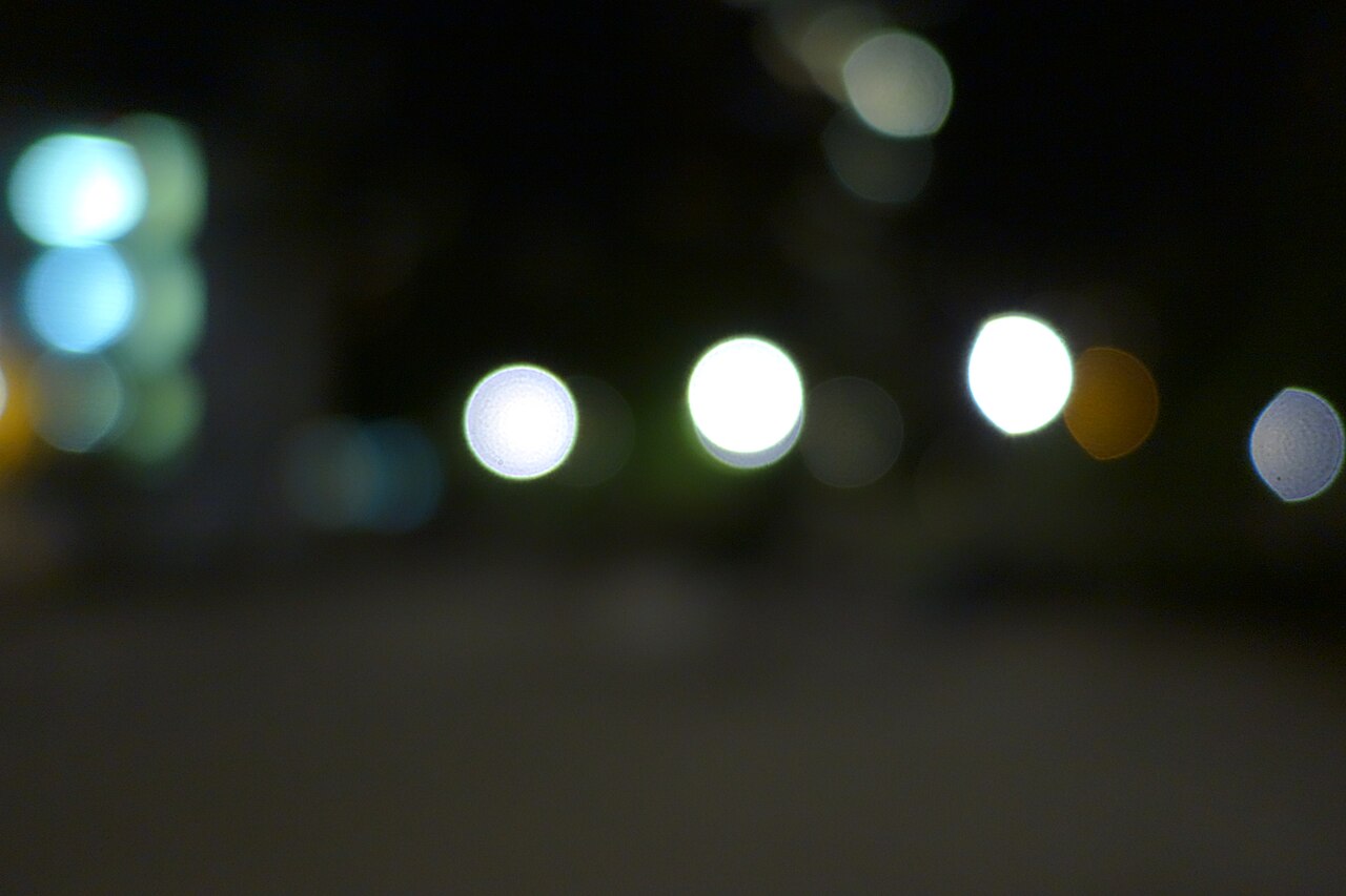 夜间点光源的散景