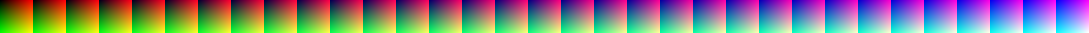 3D LUT 摊平后的模板：三维查找表按格铺开成一条长条，运行时按 RGB 三轴索引