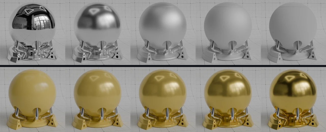 metallic 与 roughness 的参数对照