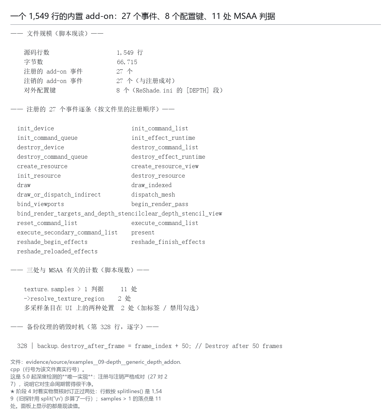 一个 1,549 行的内置 add-on：27 个事件、8 个配置键、11 处 MSAA 判据