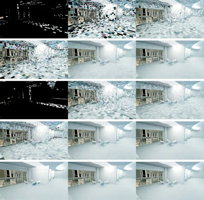 Ray Tracing Gems 混合渲染三种手段叠加的视觉对照（原文 Fig. 5）